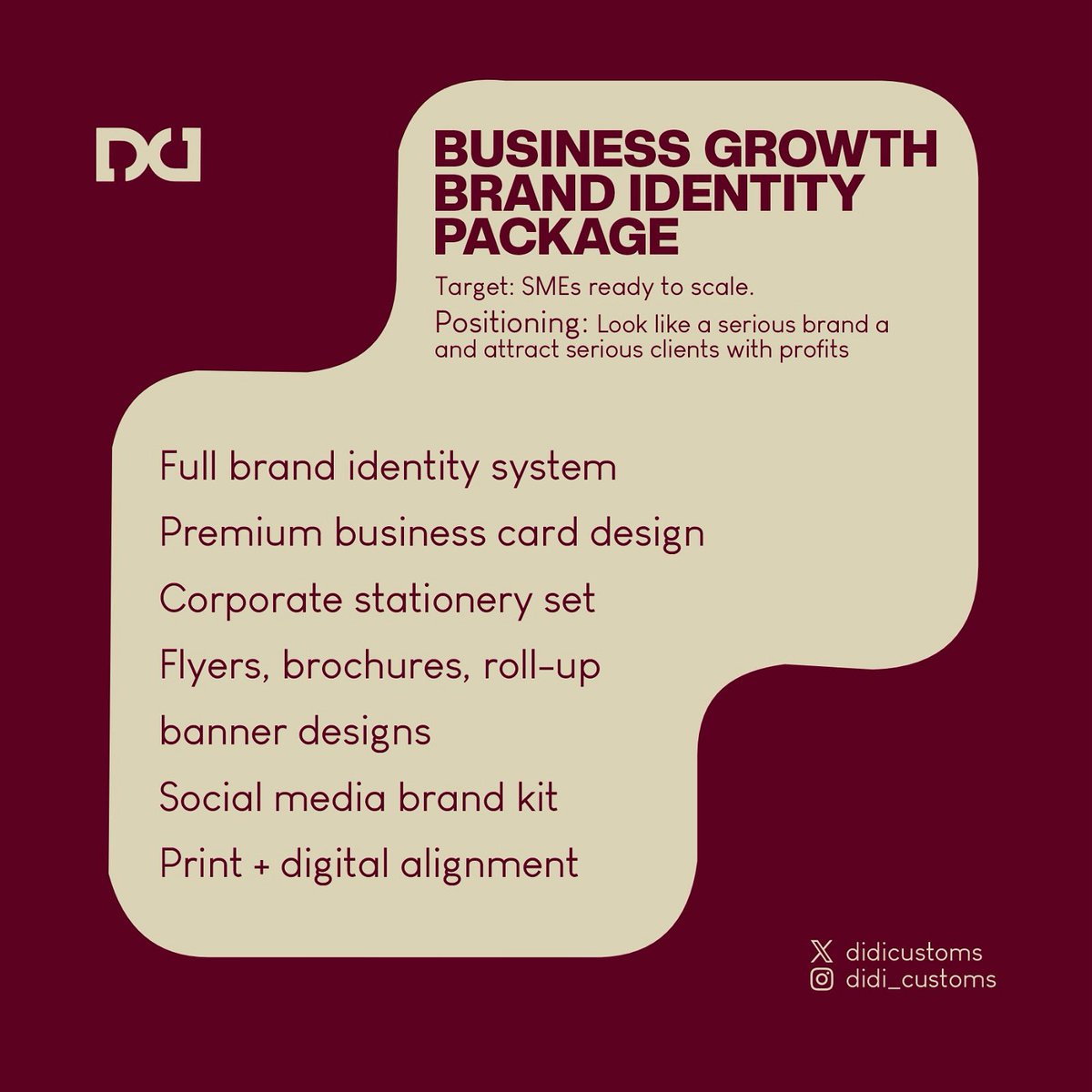 didicustoms's tweet photo. having visibility problems?

we are a solid print and brand infrastructure company.

each package solves a specific business stage visibility problem.

partner with us NOW. https://t.co/zvnUdBYfPE