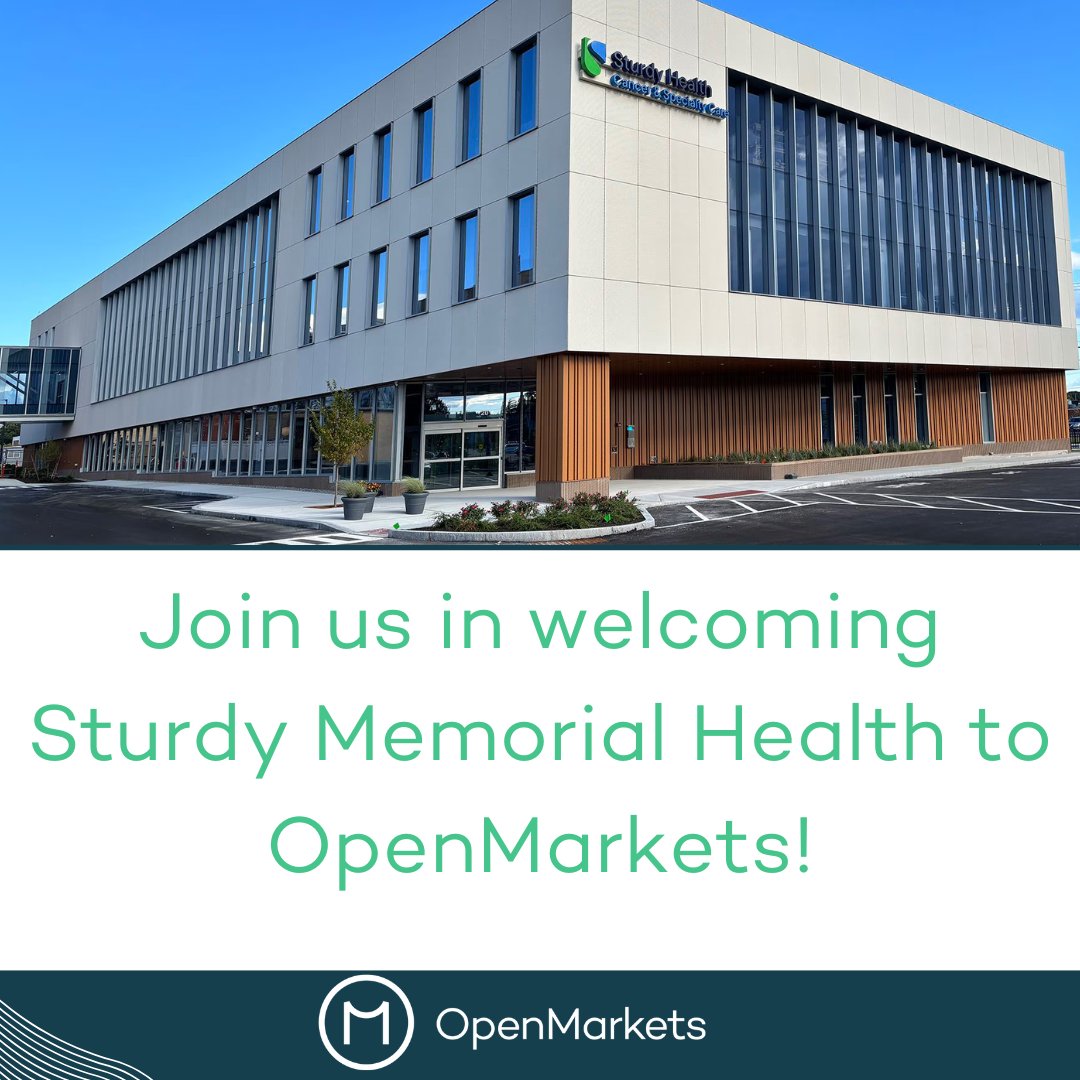 _OpenMarkets's tweet photo. We’re excited to welcome Sturdy Memorial to OpenMarkets! Together, we’ll continue driving transparency, collaboration, and smarter decision-making in healthcare purchasing. https://t.co/BsChqtzQrP