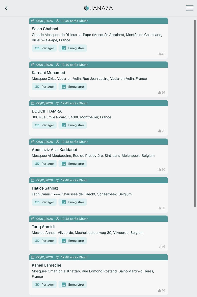 janaza_app's tweet image. 🚨PARTAGEZ BARAK’ALLAHU FIKOUM
⚰️14 Salât JANAZA -&amp;gt; Mardi 06 Janv 2026

🌐Site Web : janazaapp.fr
📱App iOS &amp;amp; Android : taap.it/tDC27W
👉🏻 Nous soutenir : janazaapp.fr/donate