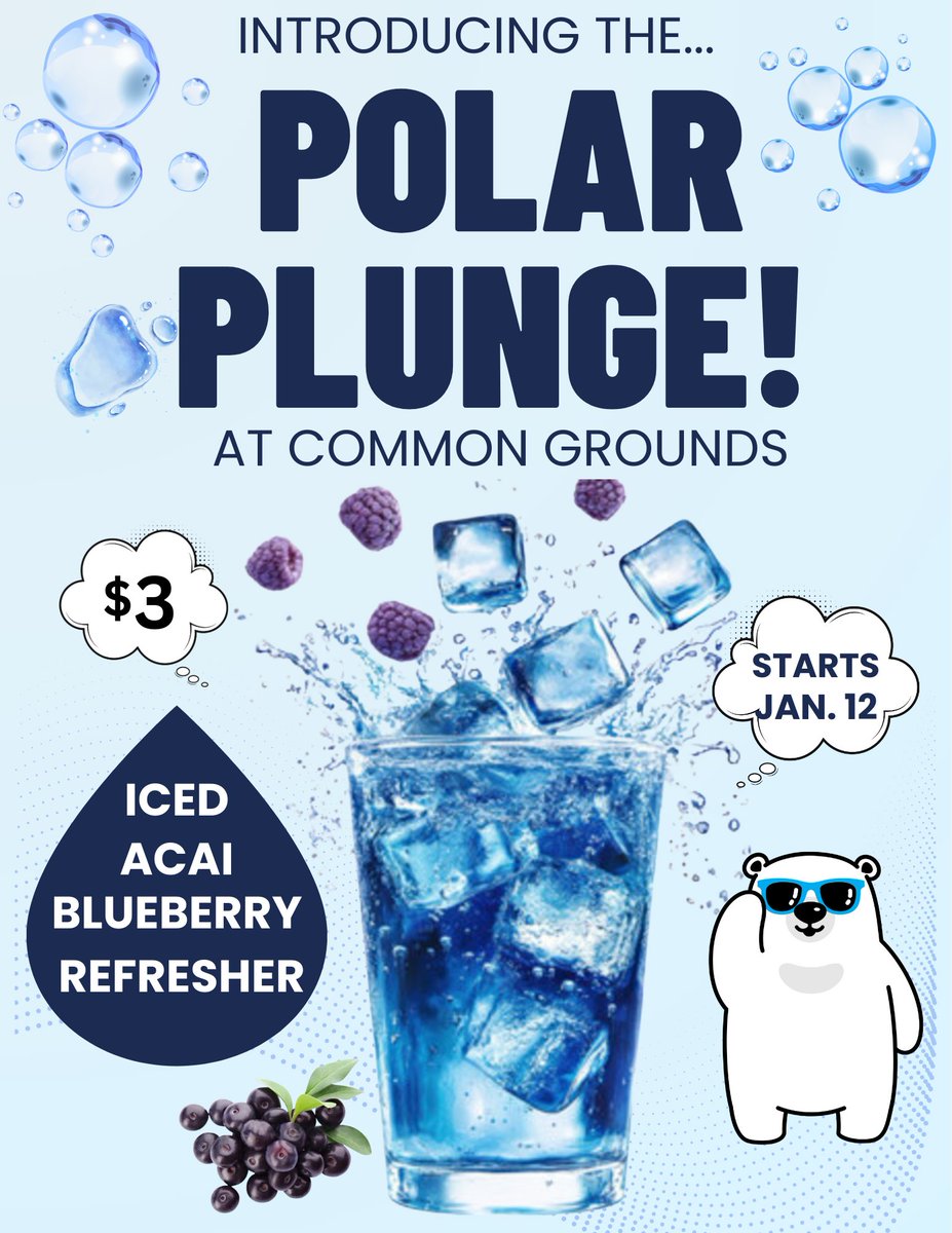 January Special ! Come visit us at Common Grounds ! Back to regular hours tomorrow (Tuesday 1/6)