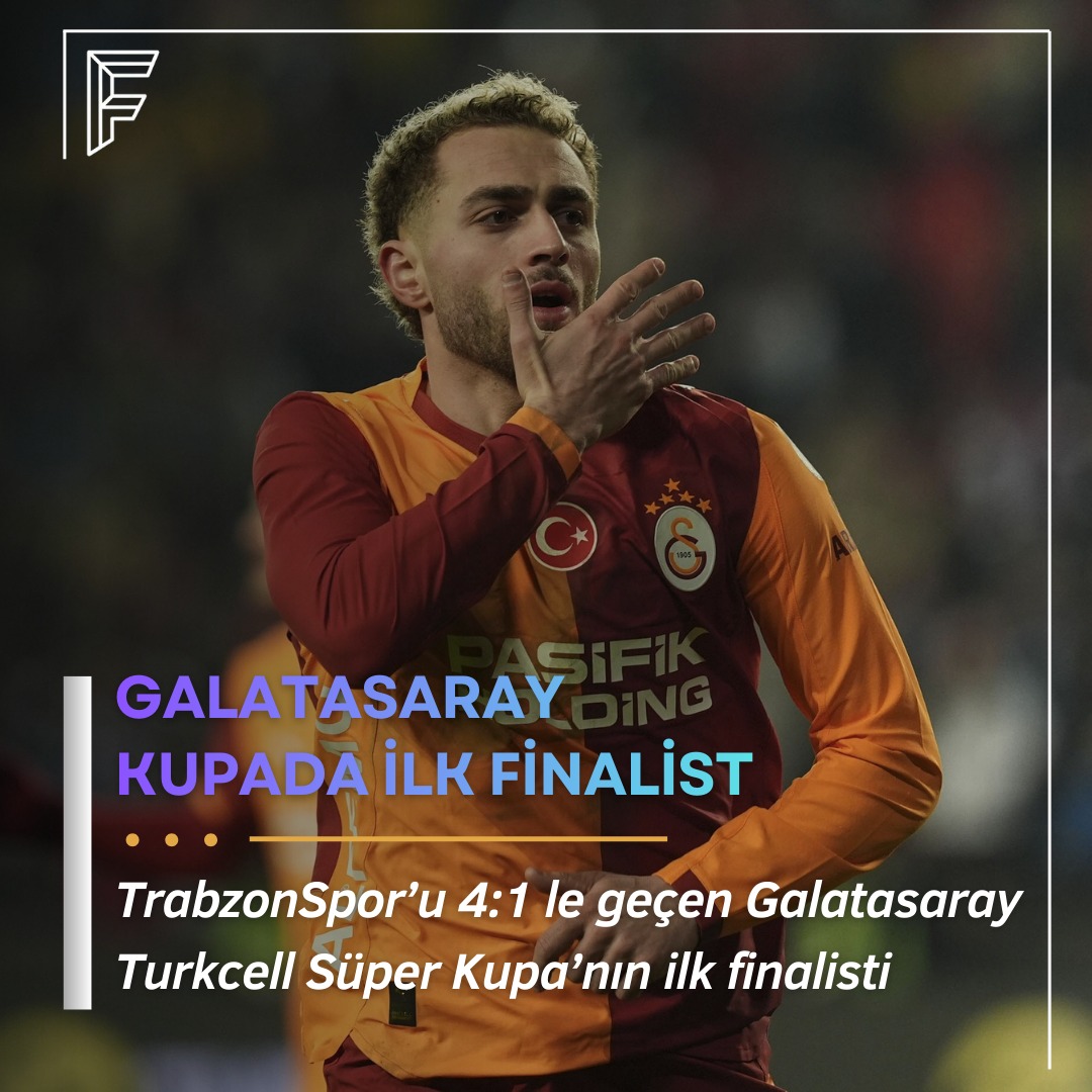 Foot_Barr's tweet photo. Galatasaray, Trabzonspor karşısında aldığı 4-1’lik galibiyetle Süper Kupa’da adını finale yazdıran ilk takım oldu.

#Galatasaray 4-1 #Trabzonspor

⚽️ 38' Barış Alper Yılmaz
⚽️ 45+2' Eren Elmalı
⚽️ 55' Felipe Augusto
⚽️ 63' Yunus Akgün
⚽️ 81' Icardi

#SüperKupa #GSvTS #MaçSonucu https://t.co/eGLVn2naKS
