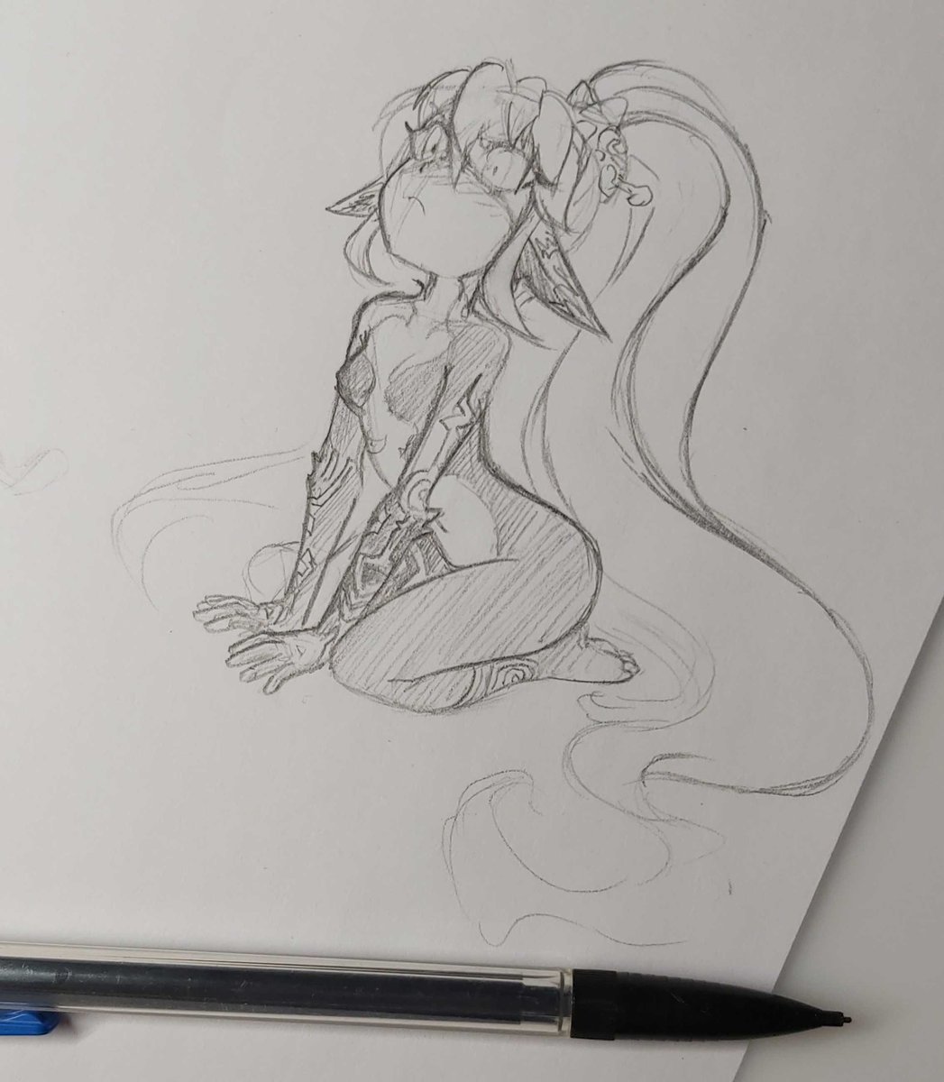 Nekomom_UW's tweet image. A cat/imp sketchy sketch, missed that bean
#TwilightPrincess #Midna #rkgk