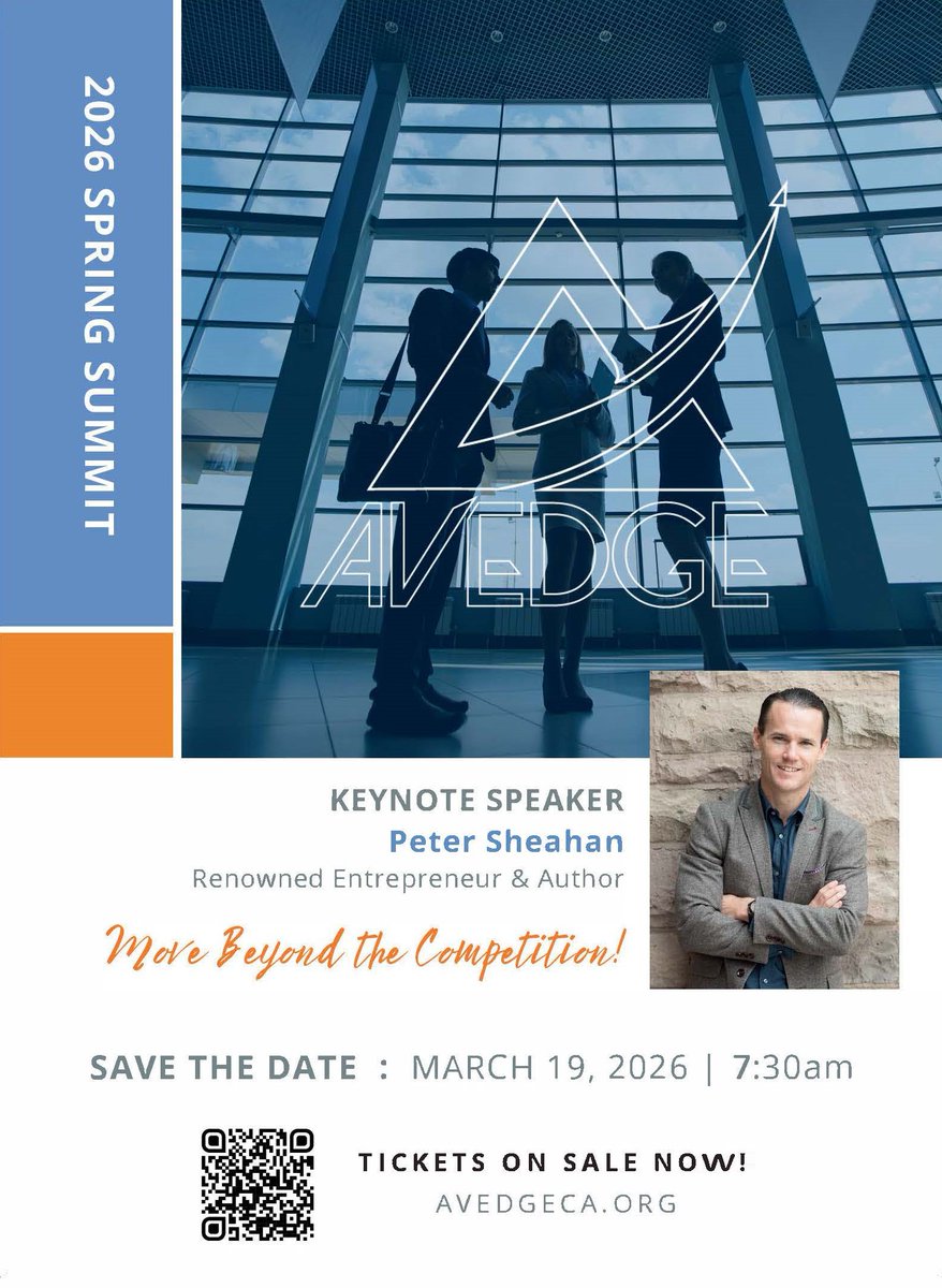 The 2026 AV EDGE Spring Summit is happening on Thurs., March 19th. This year's Keynote Speaker will be renowned Entrepreneur &amp; Author Peter Sheahan! Take advantage of the early bird special from now until the end of January! Get your tickets below. 

tinyurl.com/y2erxz8d