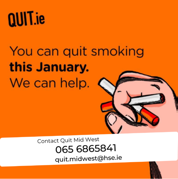 HSEMidWest's tweet image. Thinking of quitting cigarettes in 2026? The @HSEQuitTeam has helped thousands of people give up smoking for good.

📞Call 065 6865841 or 📩 email quit.midwest@hse.ie to start your Quit journey today.
#Quit