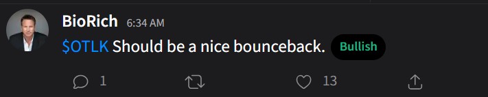 BAMBossie81's tweet photo. $ALT 
I see this dumbass #Biorich on hype-tickers only, but late to the game - always 
$OTTP $VNDA $SLS 
Careful with #stocktwits ,  they have a pay-to-play business model $TNXP $MYNZ $NWBO - fool as many as possible retail investors. Some will win, most will lose https://t.co/pI98b1PjhS