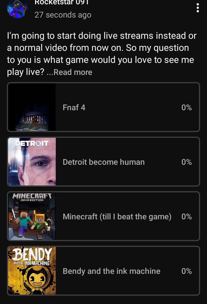 091Rocketstar's tweet photo. Go vote on my next gameplay!!! 

Will go live as soon as I have enough votes 

Yt link↓
https://t.co/SLdWV9x5oE https://t.co/d6Q0FdA5Iv