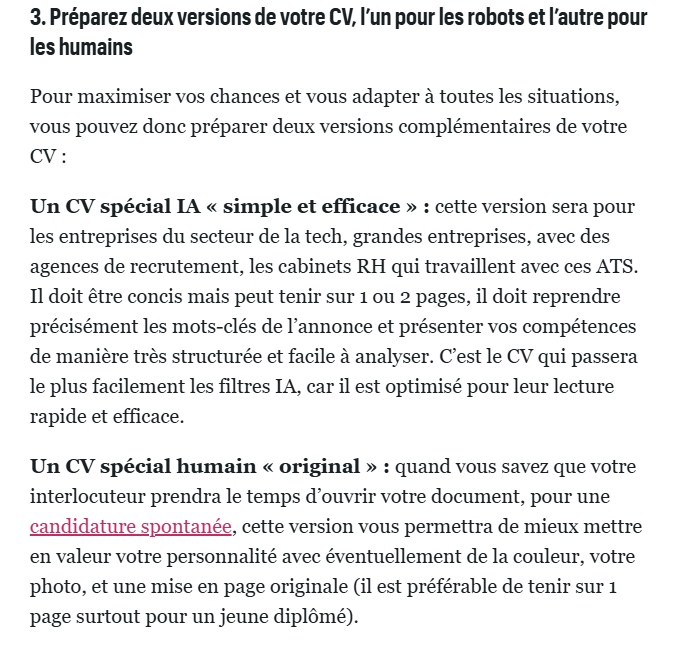 BaptisteDetombe's tweet image. La plupart des Français envoient désespérement des CV de Canva sans savoir que ça ne passe pas bien dans les logiciels ATS, parce qu'on ne leur dit même pas - ni à la fac, ni à France Travail - ce qu'est un logiciel ATS. Avec l'IA, on complexifie encore ces logiciels.

On ne…
