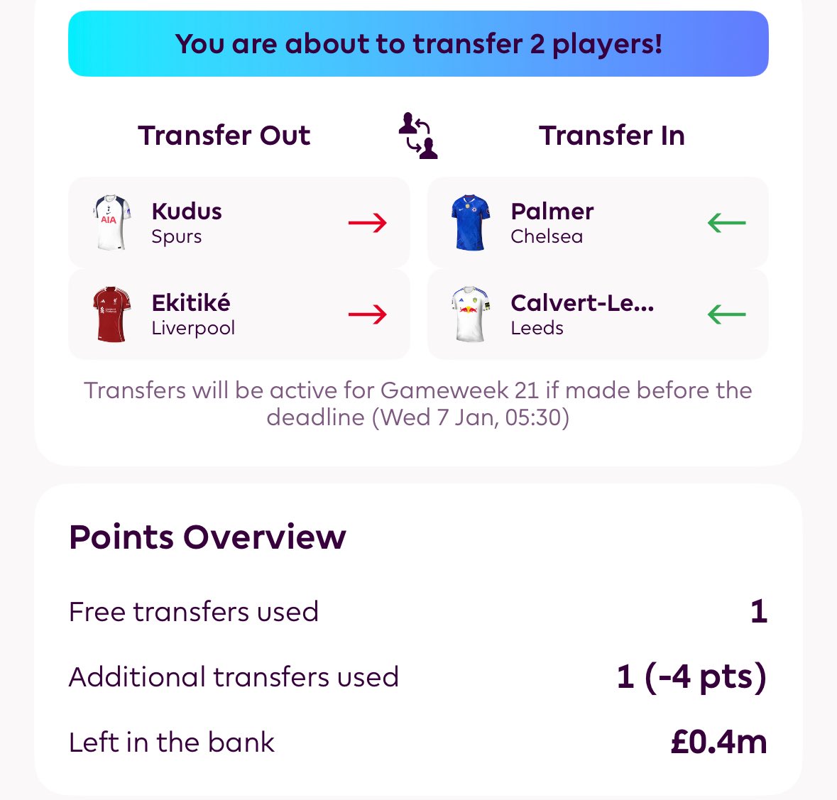 FPLBorder's tweet image. Injuries to Kudus and Ekitike has pushed me. I’ve kept my transfer plans similar but have reordered them.

Brought in Palmer early for Kudus and Ekitike has made way for DCL.

Incoming Ekitike hauls…

Cunha and NOR can now be held until Bruno is back. 

#FPL #FPLCommunity