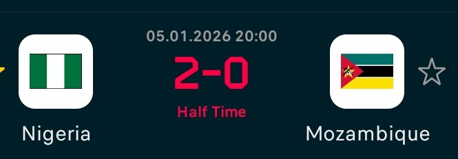 Half Time 

South Africans will think say na AI 🤣🤣
Nice attacking football from the super eagles so far.

Respect to Iwobi _ he is a good cook ✨🔥