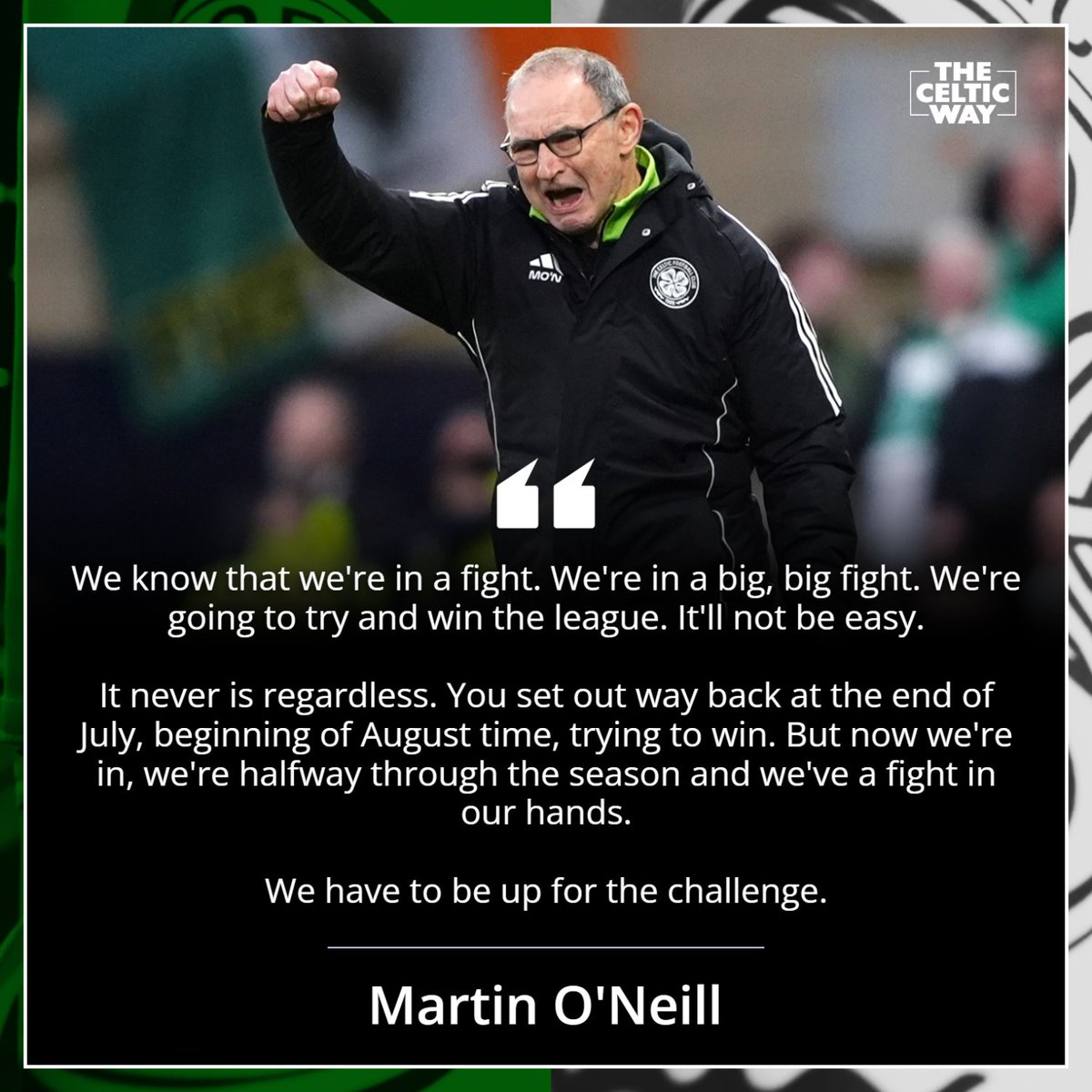 celticway1888's tweet image. 👊 Martin O'Neill's message to supporters, after answering the Celtic call for a second time this season.