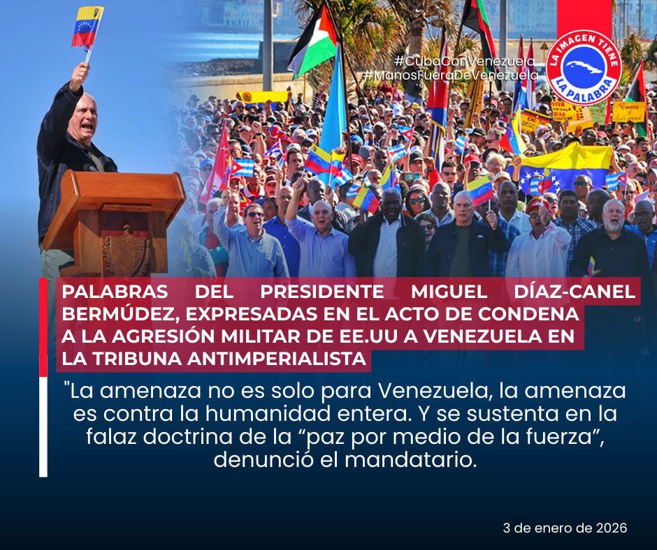 La paz mundial y de Nuestra América es lo importante, es la vía de que las próximas generaciones tenga un hogar. No a la violencia, regresen al presidente Nicolás Maduro a su patria. #CubaMined #PinardelRío #Sandino