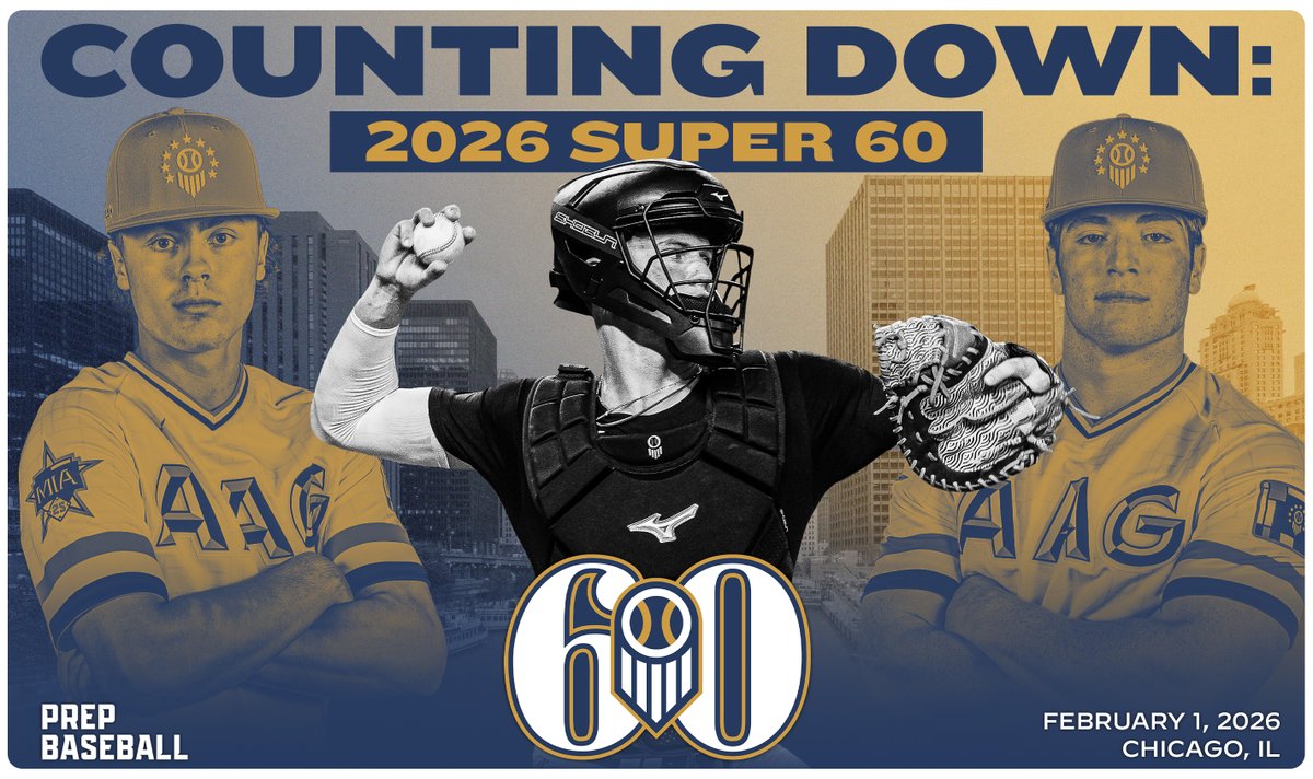 prepbaseball's tweet photo. 𝗖𝗼𝘂𝗻𝘁𝗶𝗻𝗴 𝗗𝗼𝘄𝗻 𝘁𝗼 𝘁𝗵𝗲 𝟮𝟬𝟮𝟲 𝗦𝘂𝗽𝗲𝗿 𝟲𝟬 ⏳⌛️

We're less than a month out from the 24th annual #Super60 in Chicago; let's assess this year's roster, which already looks like one of the best ever ⚡️📈

📰: https://t.co/p2jgCPvBpj | @ShooterHunt | @PB_DraftHQ https://t.co/RhmgrRf4xK