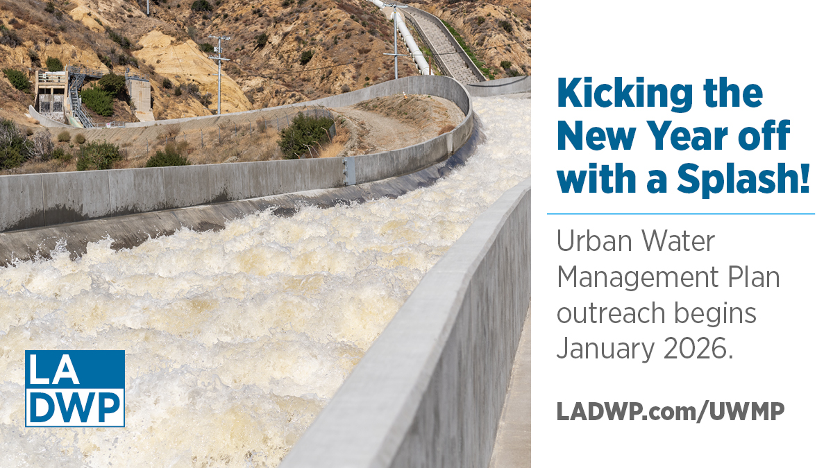 LADWP's tweet image. To kick off 2026, LADWP will be hosting two virtual Urban Water Management Plan Overview meetings on January 15th at 12 p.m. or 6 p.m. To register, visit LADWP.com/UWMP. We look forward to connecting with you online.