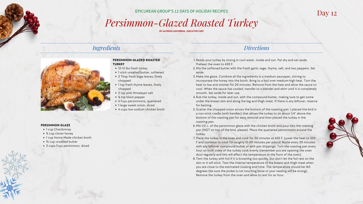 We made it! Day 12 is the grand finale—a dish that brings it all together. Celebrate with flavor! 🎉🍽️ 

#EpicureanGroup #FreshHonestLocal #EpicureanExperience #SeasonalMenu #Holidays2025 #Christmas2025 #MindfulEating #HealthAndWellness #FoodForLife #HealthAtTheOffice