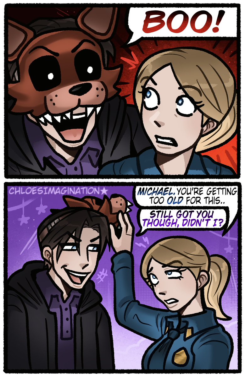 ChloeImagine's tweet image. FNAF 2 movie Michael and Vanessa are the siblings ever,,