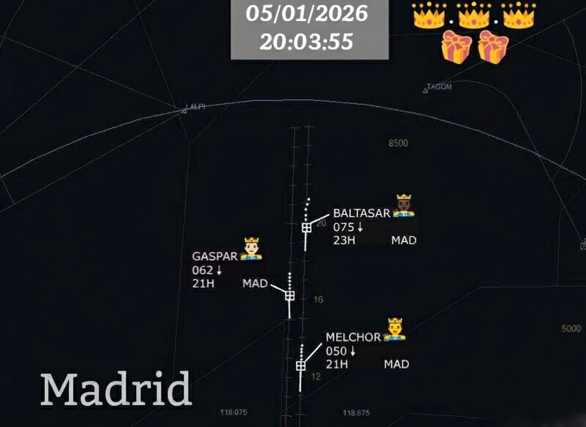¡¡¡Los Reyes están ya en Barajas, pero ojo con las cajas...🎁🎁!!!
​¡¡¡Los ✈️ de los #ReyesMagos aterrizan en Madrid tras muchas turbulencias y previsión de posible pista nevada!!! ⛈️❄️🌬️
​Durante el aterrizaje han caído algunos regalos... 😱📦 ¡Pero que no cunda el pánico! Los