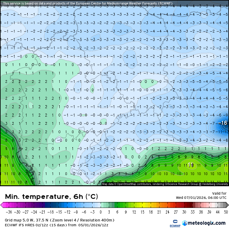 Tras las lluvias, turno para el frío. Tocará “abrigarse” especialmente aquellas personas madrugadoras. Las temperaturas descenderán notablemente en las próximas horas, con la llegada de una masa de aire #PolarMarítima. Los valores mínimos bajarán de cero en amplias zonas de