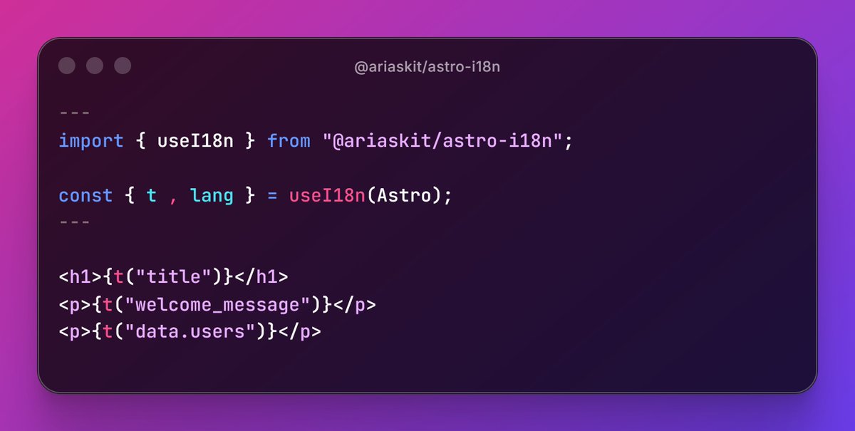 Looking for a way to simplify the internationalization of pages built with Astro, I started developing this project. It requires almost no setup and is very easy to integrate. What do you think?