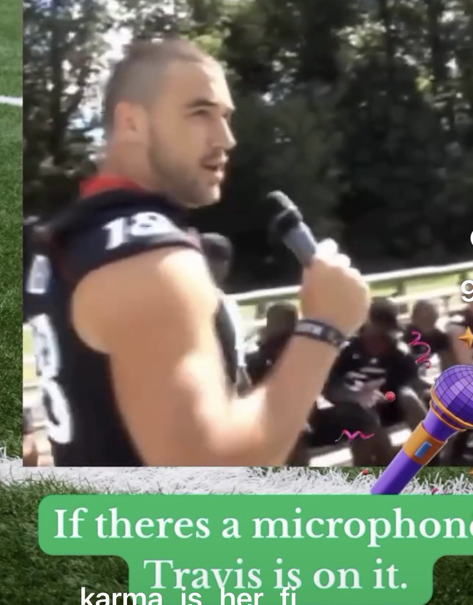 Sara73121982's tweet photo. 🗣️🗣️🗣️Taylor:  Give Travis  a mic and he has to scream into it .. 

Last day to Vote 
Repost  

Bearcat College Days 

#WPMOYChallenge  Travis Kelce https://t.co/NfjDiYFQjO