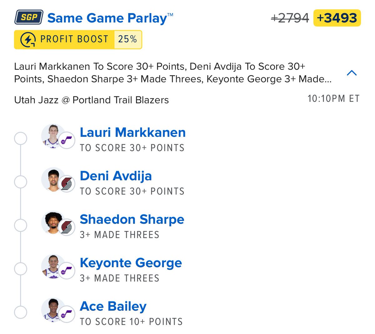 🏀 JAZZ vs BLAZERS SGP +3400 🏀

More: Whop.com/mcsports