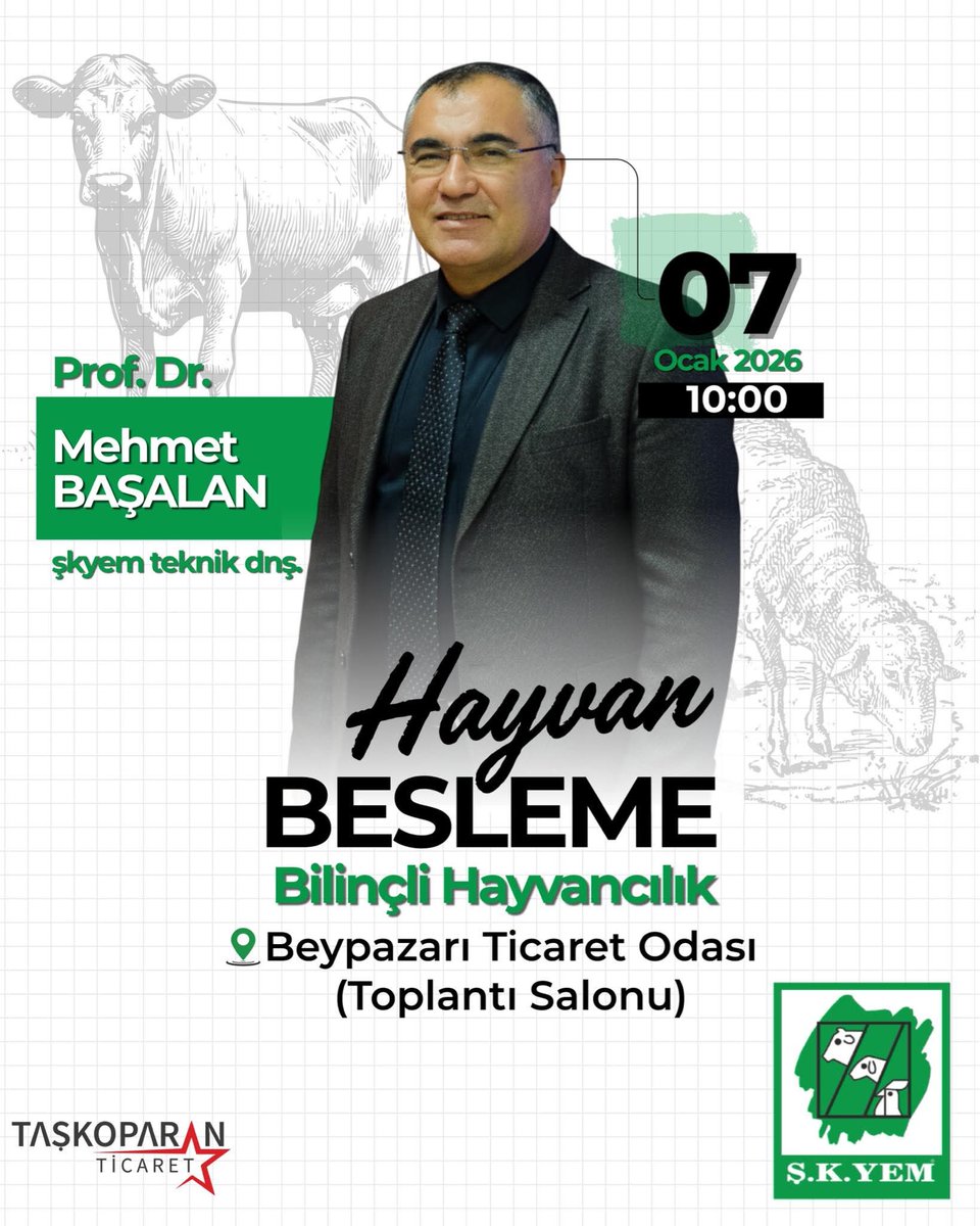7 Ocak Çarşamba günü Ankara Beypazarı’nda bayimiz Taşkoparan ticaretin katılımıyla üreticilerimizle bir araya geliyoruz. Teknik danışmanımız Prof. Dr. Mehmet Başalan hocamızın sunumlarıyla “verimli hayvan besleme ve bilinçli hayvancılık” konularını gündeme alıyoruz. #şkyem