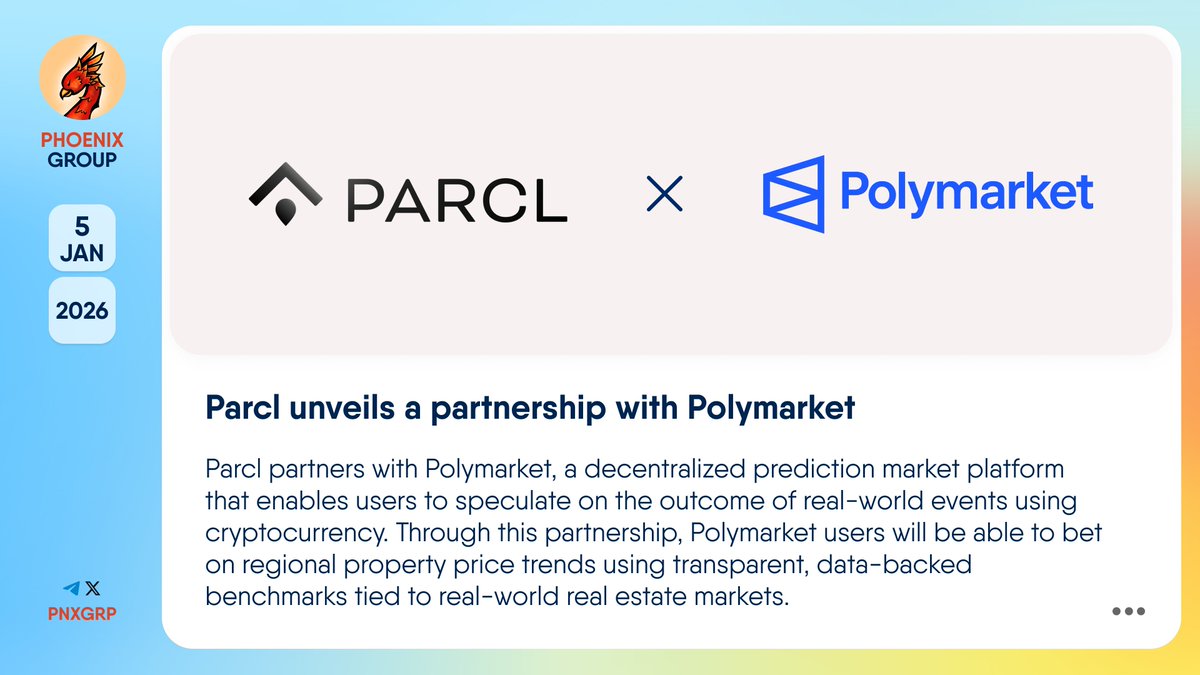 🤝 @Parcl unveils a partnership with @Polymarket #Parcl partners with  #Polymarket, a decentralized prediction market platform that enables users  to speculate on the outcome of real-world events using cryptocurrency.  Through this partnership,