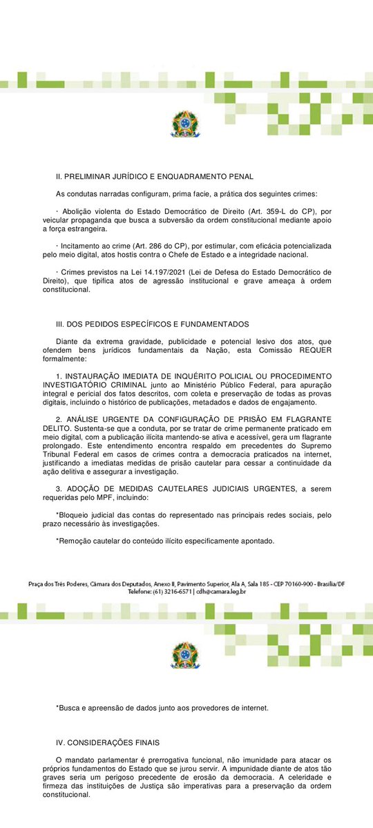 Reimont's tweet image. COMUNICADO: acabei de pedir a IMEDIATA PRISÃO DO NIKOLAS FERREIRA em flagrante, além do bloqueio de suas redes sociais, após o deputado sugerir a invasão do nosso país por forças estrangeiras para o sequestro do Presidente da República.