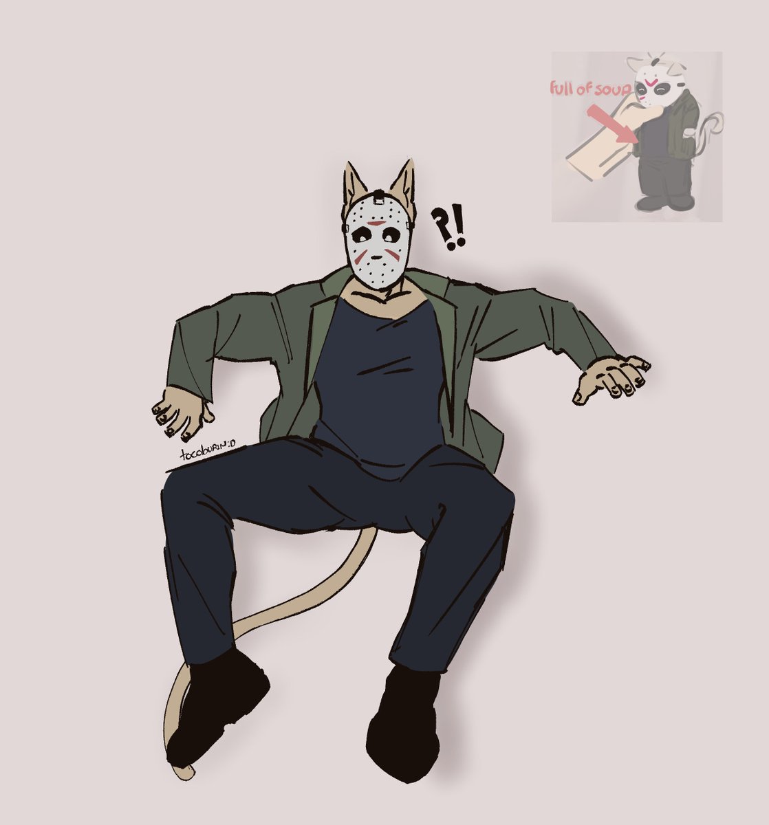 _Tococarnis's tweet image. REPOST SORRY to whoever requested catgirl jason, this looks really lazy but i actually tried 💔 he would be one of those bald cats me thinks