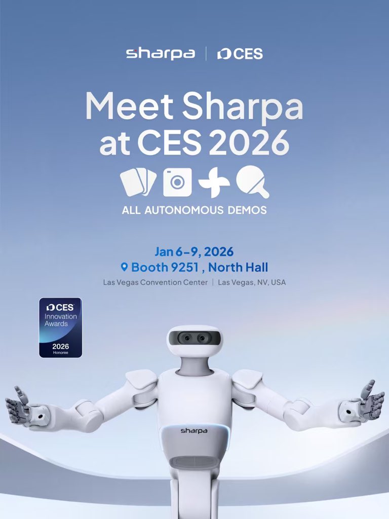 AliciaV_0726's tweet photo. #sharpa is at #CES2026! Come see the future of robot dexterity!
Manipulation is the real productivity bottleneck. 🛠️
We're at showing how robots can use human tools by using the sense of touch.
📍 Booth 9251, North Hall
🤖 Meet North, our full-body robot https://t.co/TKCElVo6fz