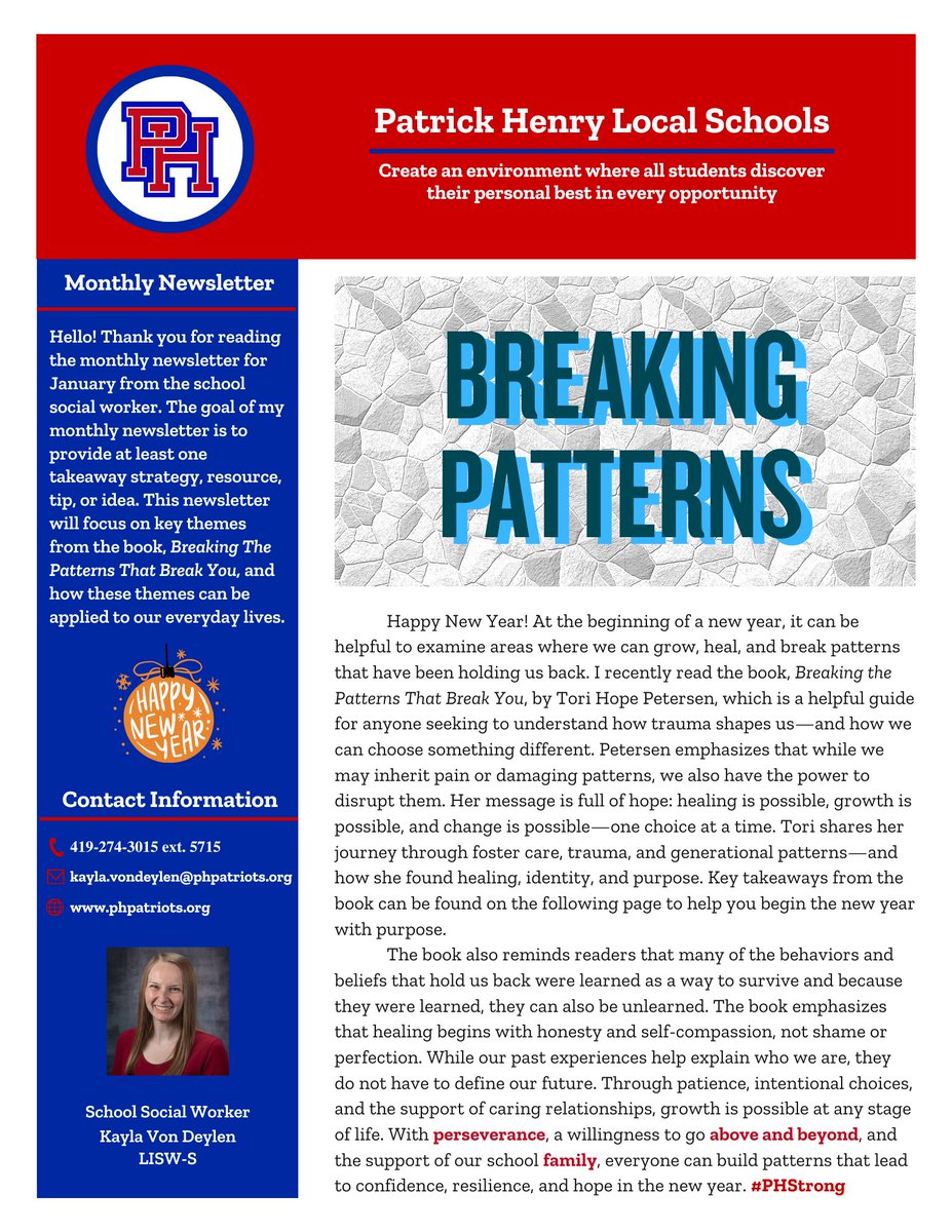 phsocialworker's tweet image. Happy New Year! My newsletter for January discusses how to break harmful patterns and start the new year with purpose. #PHStrong