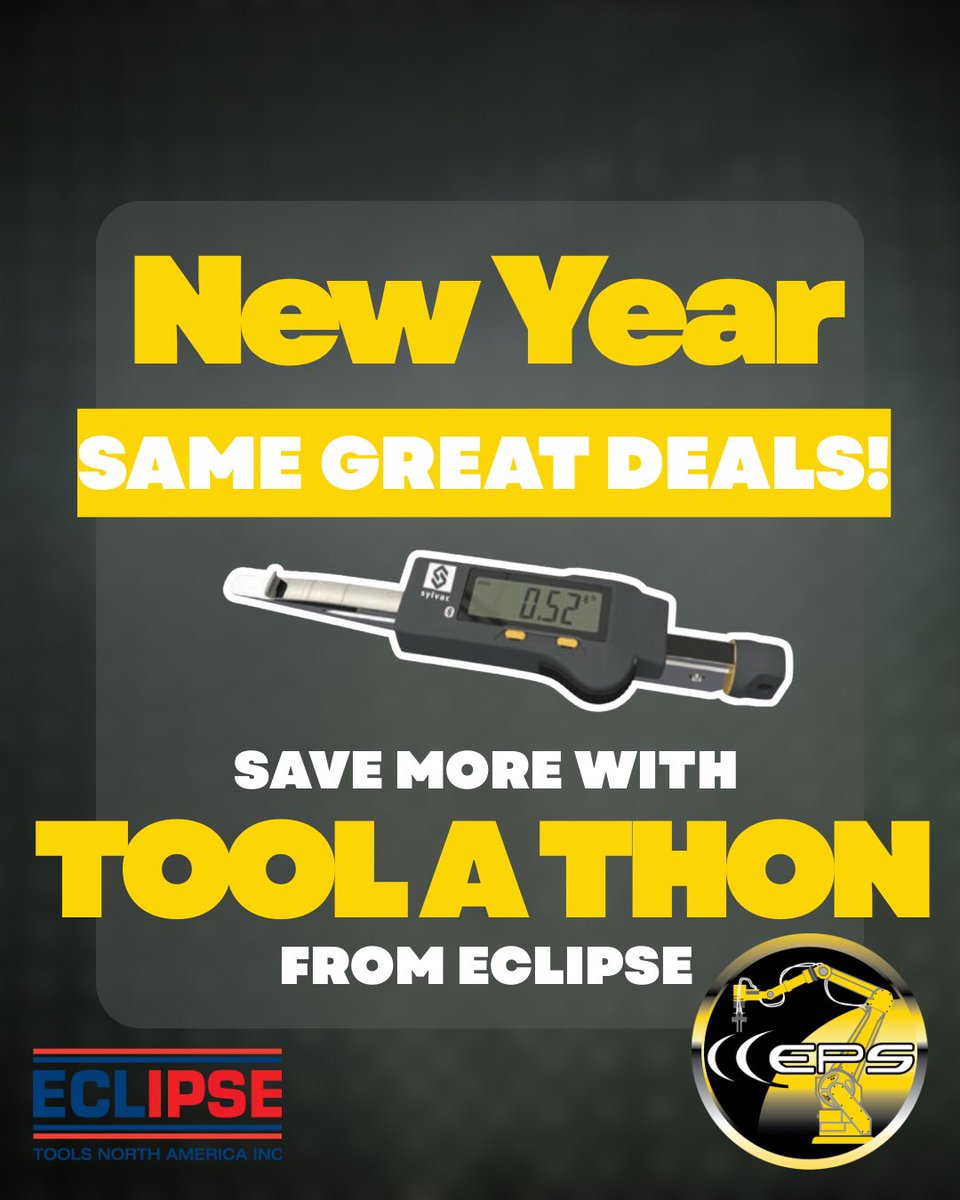 New year, same great deals! Save with the Tool a Thon from <a href="/EclipsetoolsNA/">Eclipse Tools NA Inc</a> featuring NEW products. Now until the end of February, save on new product lines! Contact us today

#EdgeProductionSupplies #TotalMachiningSolutions #eclipse #machinetools #YEG #WesternCanada #OilandGas