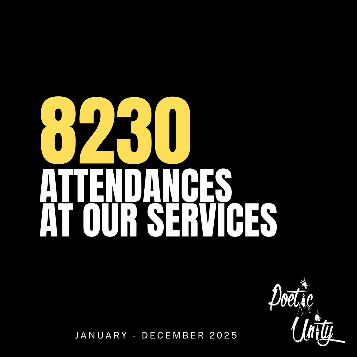 Poetic_Unity's tweet photo. Poetic Unity’s Impact 2025 🏆 Thank you to everyone that has supported our cause in 2025 🖤 we turned 10 years old last year and heres some statistics that give more insight into our impact/ growth in 2025 and across our 10 years in general ✨ https://t.co/9LQ2nZLkH0