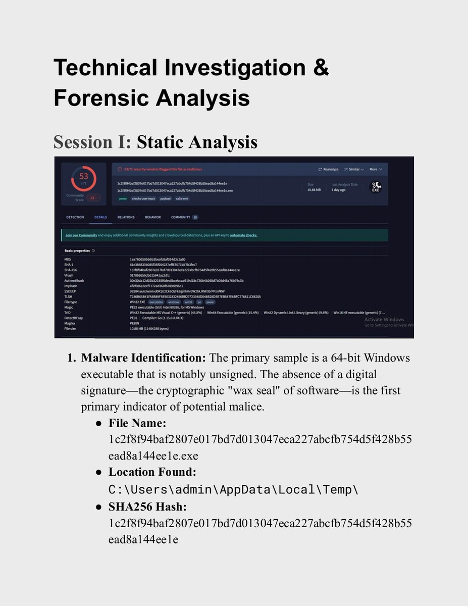 Day 01 of #100Daysofcybersecurity

Finished Malware Analysis Project I with <a href="/XtopherJoy/">Dara_Sleuth🛡</a>. We analyzed Salat (Salat family) Stealer, a malware that steals browser data and crypto wallet info.

Full report 👇
medium.com/@whoissito/tec…

<a href="/jay_hunts/">zʇunH ʎɐſ ɐsɐɟnW 🦁🦁🦁🦁</a> <a href="/ireteeh/">Dr Iretioluwa Akerele</a>
#malwareanalysis #ThreatIntel