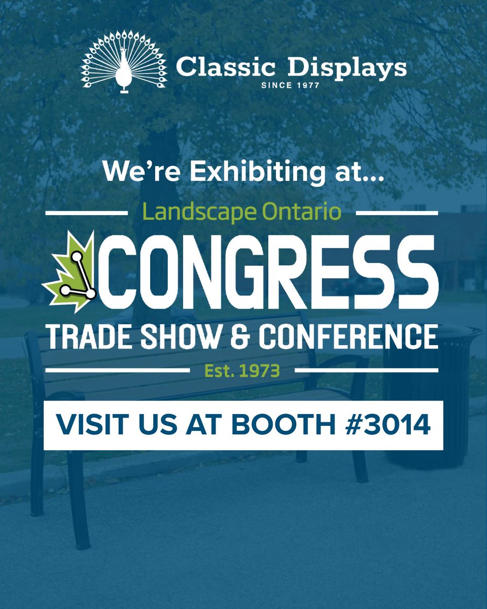 ClassicDisplays's tweet photo. We’ll be at Landscape Ontario Congress 2026!

Come visit us at Booth #3014, where Chris &amp; Stella will be showcasing durable, low-maintenance site furniture made to help landscapers and architects. See you there!

#landscaper #architecture #landscapeontario #LOcongress https://t.co/oWCq1ee9D8