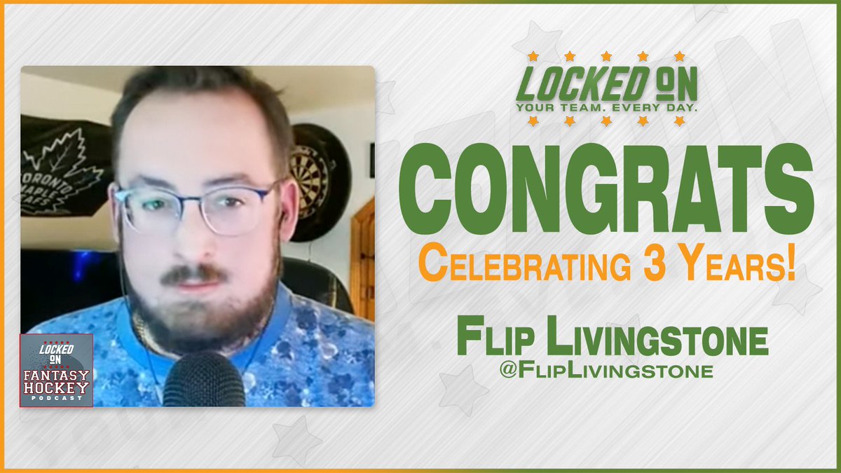 LockedOnNetwork's tweet photo. Congratulations to @LO_FantasyNHL Host @FlipLivingstone who just hit three years with Locked On!

📺 https://t.co/AVkKrDy4Dj
🎧 https://t.co/l4UQjFlA2S https://t.co/bIdPLhMwpp