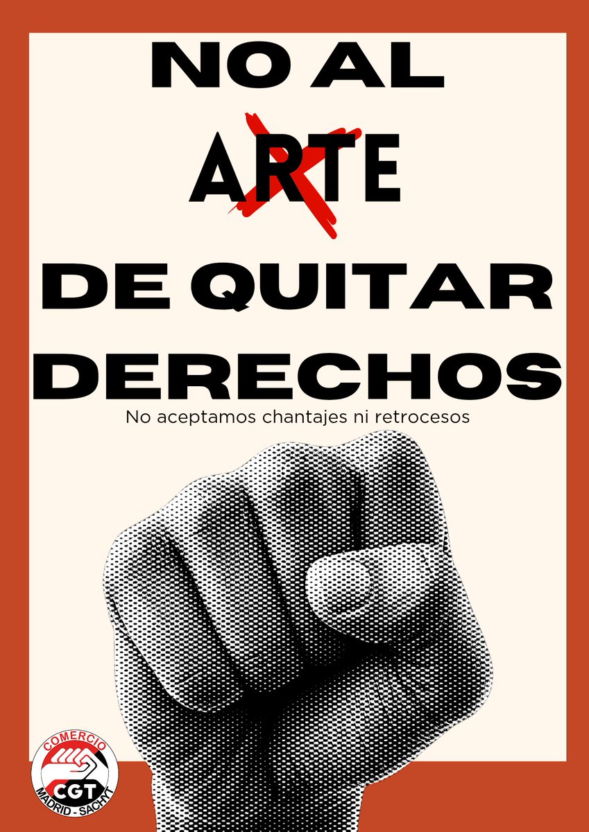 cgtzaraylefties's tweet image. #7E 📢Frenemos el avance del retroceso 🚫 No a los convenios estatales que minimizan derechos.✋
🗓️7 ENERO 
🕚De 11H a 14H
👣Madrid: Plaza de España-Gran Vía-Montera-Puerta del Sol-Preciados

💥💥Esta lucha es de todxs, te esperamos!
