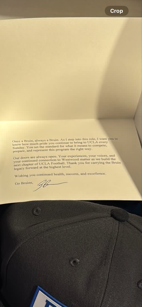 A screenshot from Gabriel Murphy’s IG story. Got a bunch of #UCLA gear along with a note from new head coach Bob Chesney.

Other current NFL Bruins received a similar package. Pretty cool to see.