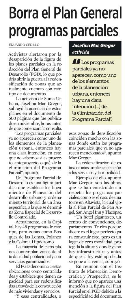 JosefinaMacG's tweet image. El #IPDP omite incluir los programas parciales  en el proyecto del #PGD Plan General de Desarrollo en consulta, lo que se interpreta como querer desaparecerlos para permitir grandes proyectos inmobiliarios ya pactados.  ¿Un #PGD a modo de negocios inmobiliarios? @ClaraBrugadaM