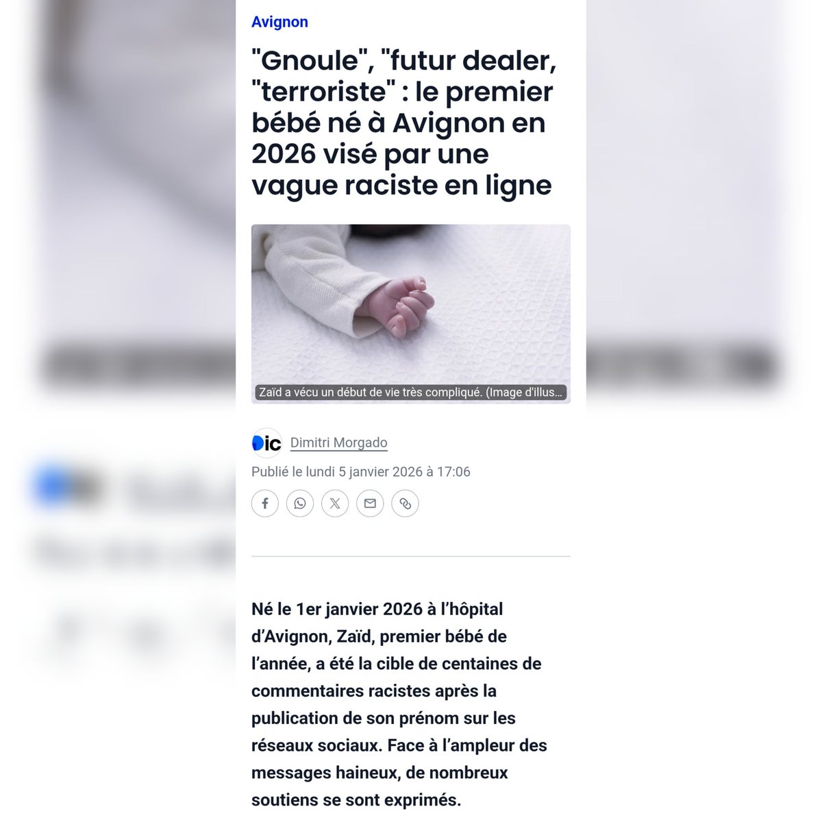 🇫🇷 FLASH - Alors que la presse nationale et régionale relate unanimement la vague de haine visant le nourrisson Zaïd, <a href="/auroreberge/">Aurore Bergé</a> reste encore absente lorsqu’il s’agit de faits visant les Maghrébins.

La mobilisation de la communauté empêche l’étouffement de cette affaire.