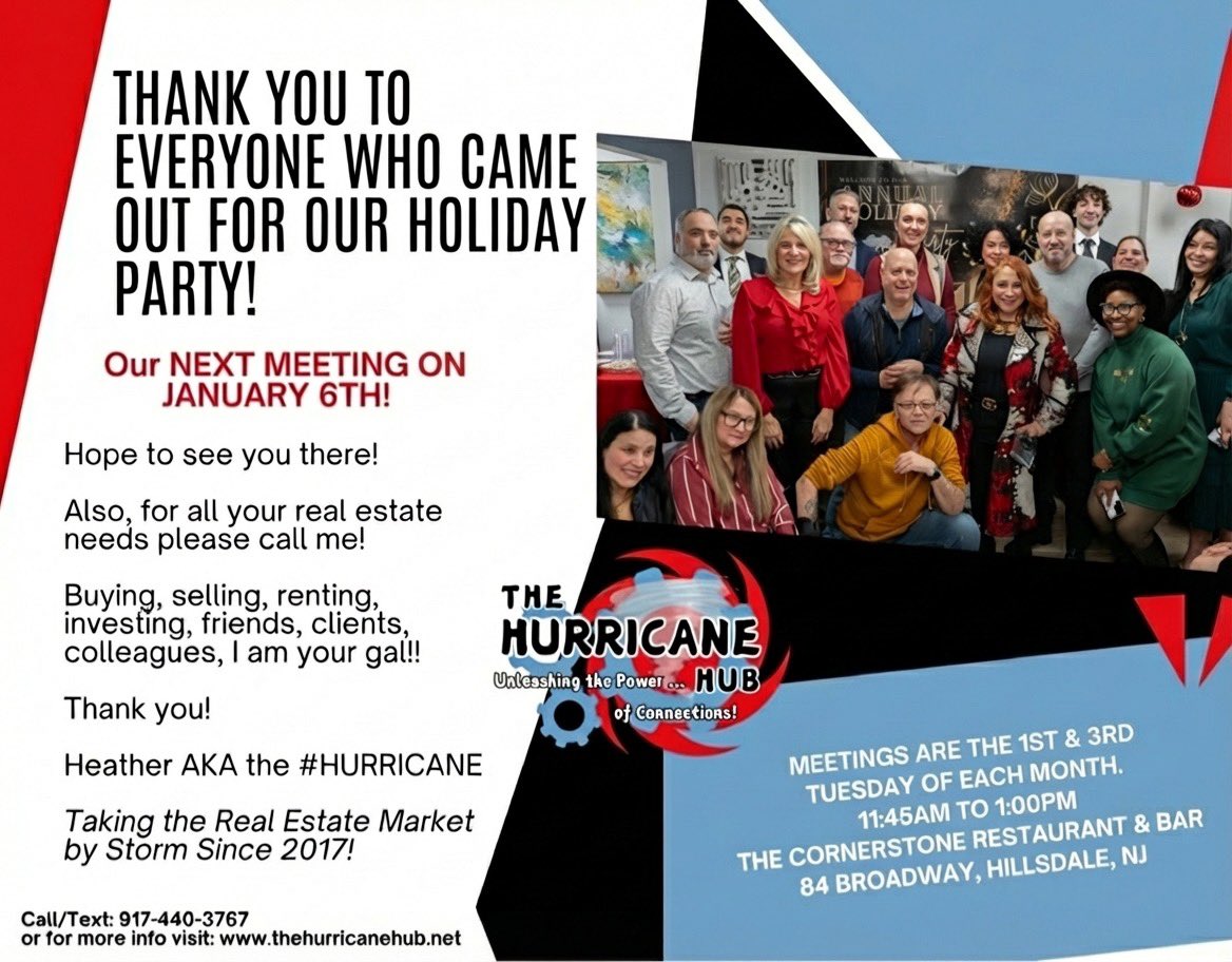 heathhurricane1's tweet image. thehurricanehub.net
Website:
 
Eventbrite Link:
bit.ly/3LaUBH9

Join us!
#TheHurricaneHub #LetsNetwork #BergenCountyNJ #TheCornerStone

Success is a choice. Who are you choosing to surround yourself with?

Success happens when preparation!