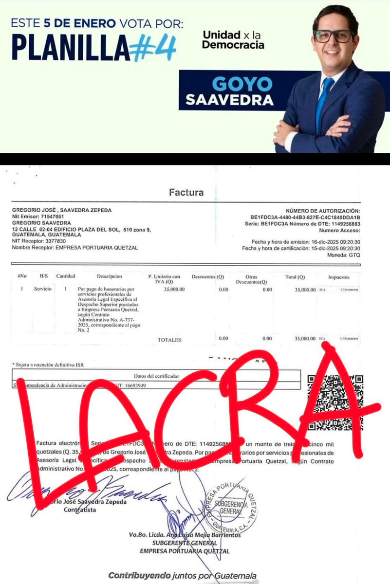 Pablvito's tweet image. Q35 mil al mes le pagan al abogado camperito con dinero del pueblo, no por trabajar, sino por repetir como loro la agenda del pollero.

Los semilleros criminales ya perdieron el miedo: quieren controlarlo todo sabiendo que nadie los toca. 🤬