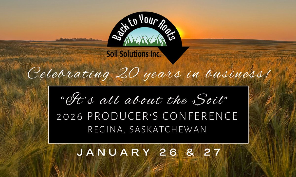 Register NOW! 2026 Conference
"It's all about the Soil"
Jan 26 &amp; 27, 2026 - Regina, SK
back-to-your-roots.com/about/upcoming…