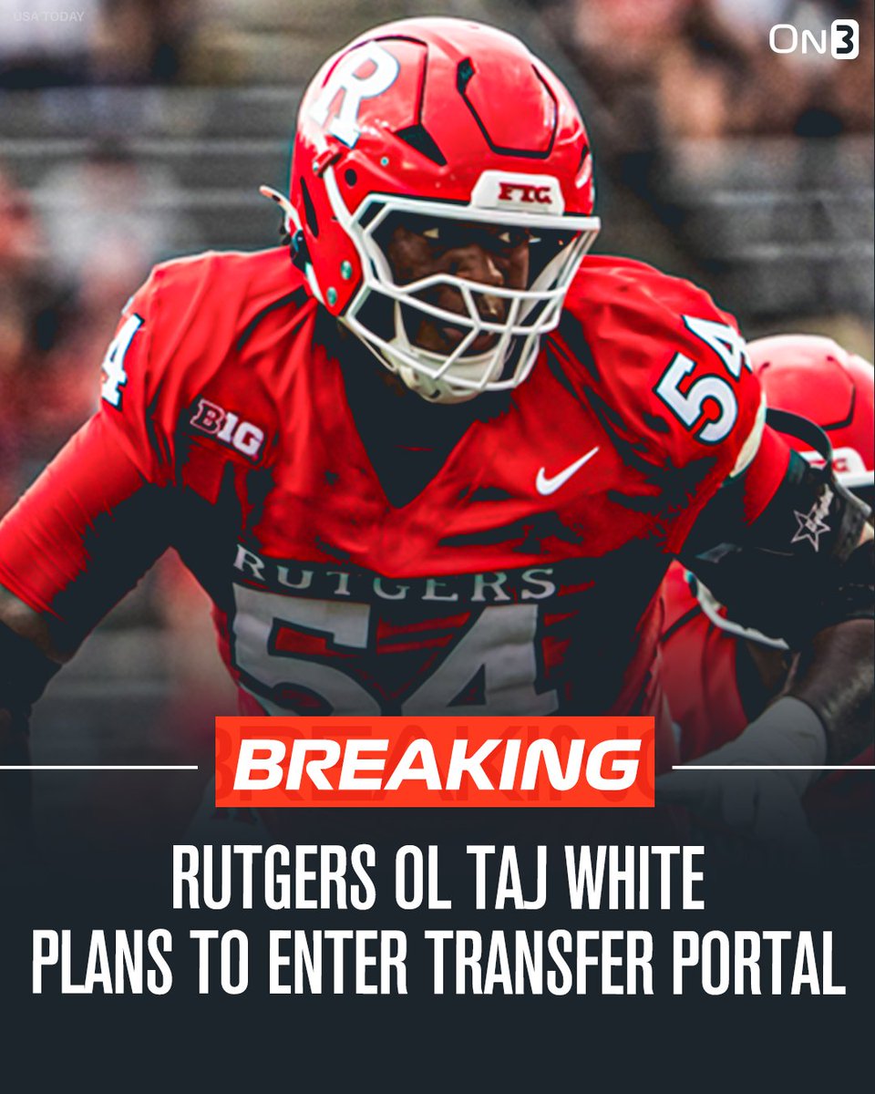 Rutgers OL Taj White is entering the transfer portal, his rep <a href="/austingwalton/">Austin Walton</a> of <a href="/nxtsportsagency/">Next Sports</a> tells <a href="/Hayesfawcett3/">Hayes Fawcett</a> and I for <a href="/On3sports/">On3</a>. 

The 6-foot-5, 328-pound OL has made 20 career starts. The three-time All-Academic Big Ten selection has played over 730 snaps.
