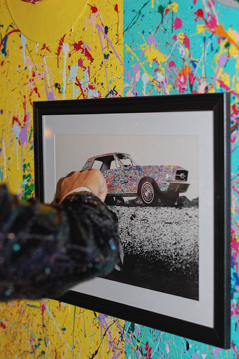 A framed 1967 Mustang artwork featuring a vintage black-and-white photograph activated with SUPERBLOOM’s ten colors and ten meanings. Hand painted. One of one.

Framed and matted
15 in x 21 in (38cm x 53cm)