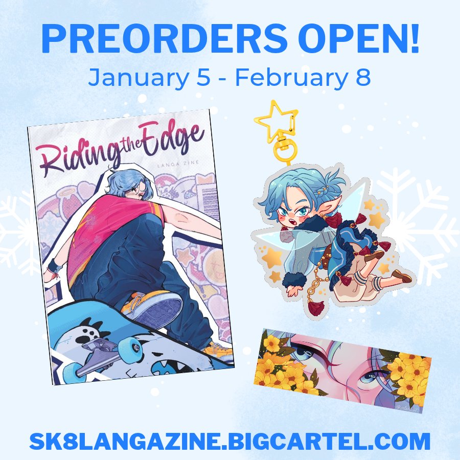 ❄️ PREORDERS OPEN ❄️

This just in! ‼️ Preorders for Riding the Edge: Langa Zine are now OPEN through February 8! Check out this gorgeous book cover by <a href="/im_vess/">vess♡</a> and see all that we have to offer on our shop!: 🩵✨️ sk8langazine.bigcartel.com

EARLY BIRD INFO BELOW! ⬇️⬇️