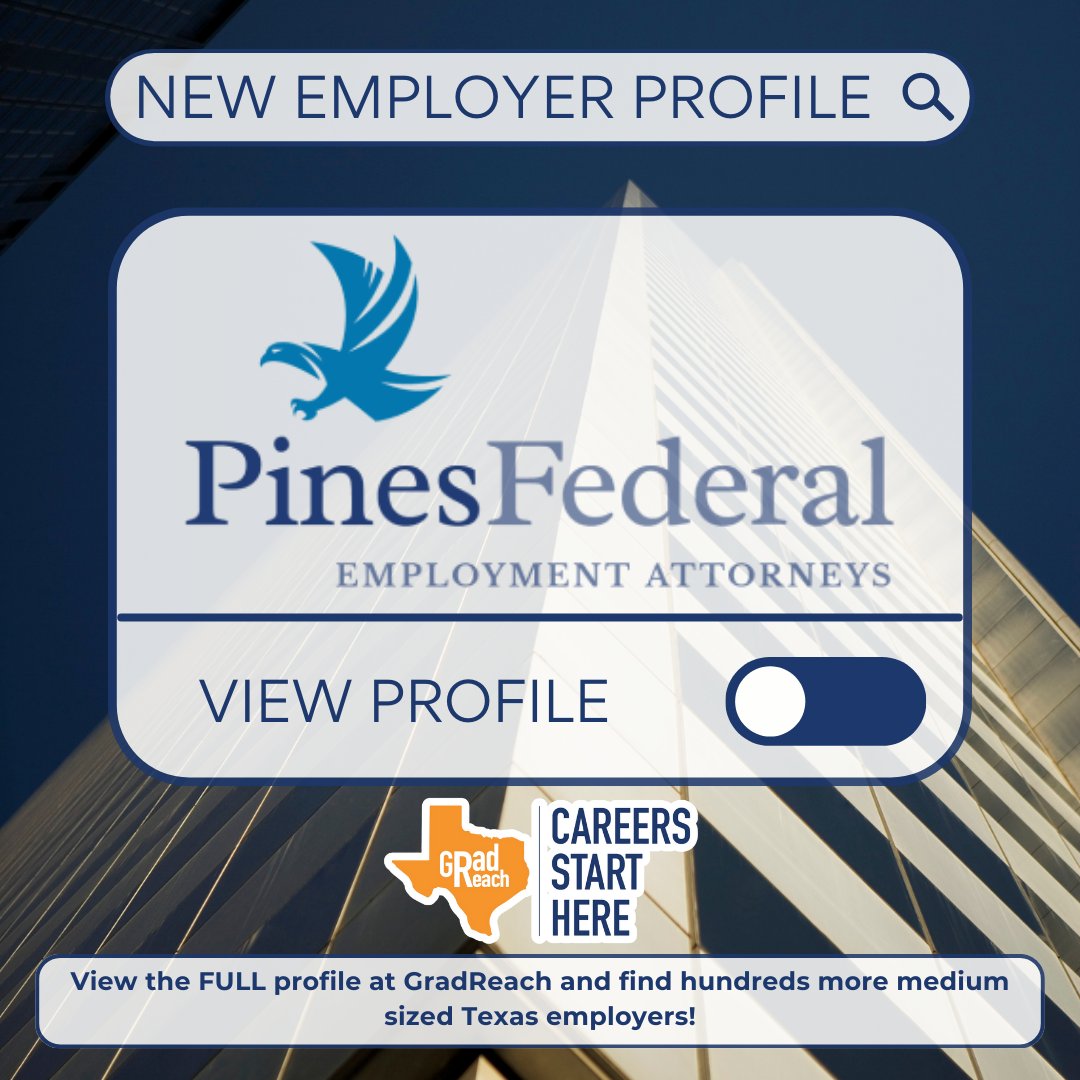 Pines Federal provides comprehensive legal representation for federal employees! They have offered jobs in admin and more! See the profile on the GradReach website or app.

Remember to log in/register on GradReach’s website!

#CareersStartHere #EntryLevel #GradReach #Law