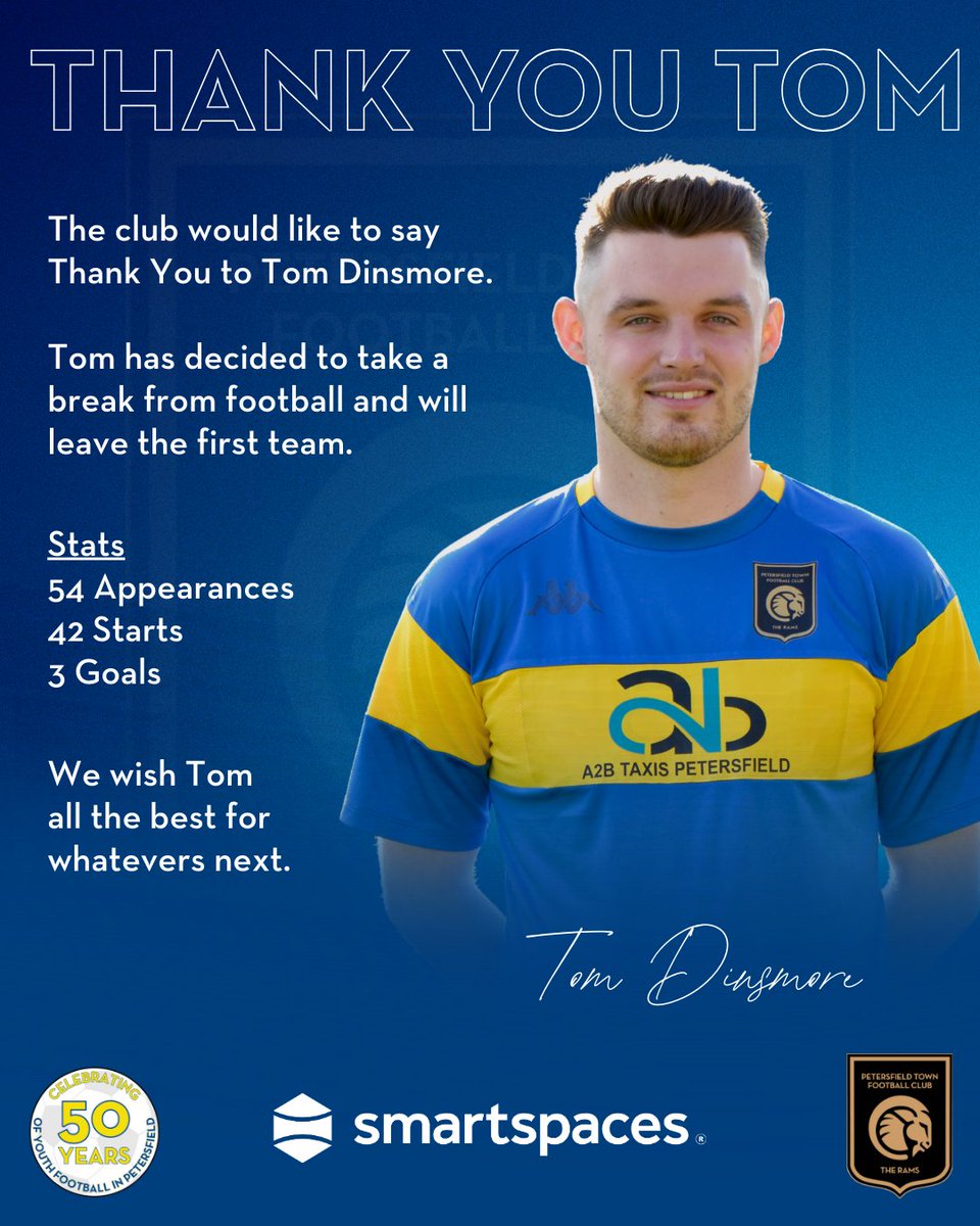 🙏🏼 | 𝗧𝗛𝗔𝗡𝗞 𝗬𝗢𝗨, 𝗗𝗜𝗡𝗜𝗘𝗦𝗧𝗔

The club would like to thank Tom Dinsmore, who has decided to take a break from football and will be leaving the First Team.

Tom departs having made 54 appearances, scoring 3 goals, and giving everything in a Rams shirt every time he