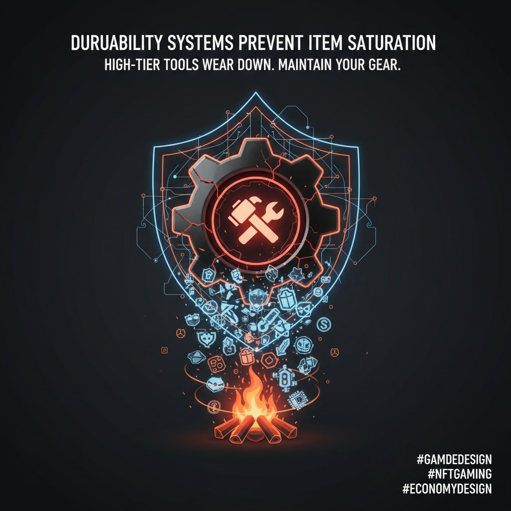P_ixelpioneers's tweet photo. Durability systems prevent item saturation. High-tier tools feel powerful, but they wear down and require resources to maintain—just like real gear ⚙️🔥 #GameDesign #NFTGaming #EconomyDesign https://t.co/tetxBvB4jz