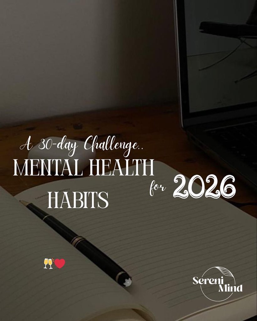 SereniMind's tweet image. Take the first step towards a happier and a growing you! Join our 30-day mental health challenge and discover simple habits for a calmer and  healthier mind #MentalHealth #WellnessChallenge #GrowthMindset