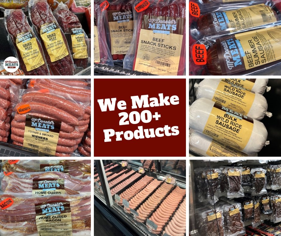 Craving quality and variety? 🥩 We handcraft over 200 mouthwatering products—from juicy hamburgers and seasoned meats to savory bacon, jerky, beef sticks, sausages, and summer sausage. 🔥 Local, fresh, and made just for you! #ButcherShop #MeatLovers